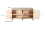 59'' Farmhouse Curved Vintage Storage Sideboard with Large Wooden Handles, Vertical Wood Grain Carving and Adjustable Shelves for Kitchen,Dining Room (Natural Wood Washed)