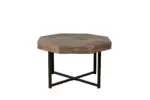 Wood Octagonal Vintage Patchwork Craft Farmhouse 30 Inch Wooden Table Top Cross Metal Legs Coffee Table for Living Room(Antique Brown)