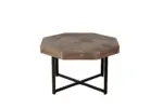 Wood Octagonal Vintage Patchwork Craft Farmhouse 30 Inch Wooden Table Top Cross Metal Legs Coffee Table for Living Room(Antique Brown)