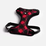 Red Plaid Poplin Dog Harness Adjustable, Secure & Stylish