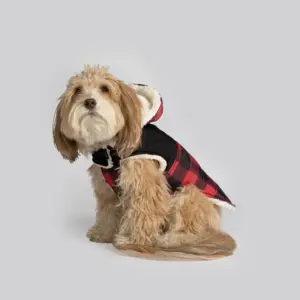 Dog Jacket Red Winter Coat with Removable Hood & Sherpa Lining