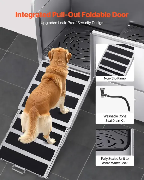 VEVOR Stainless Steel Dog Washing Station, 50 inch Pet Grooming Tub w/ Ramp, Faucet & Showerhead & Soap Holder Leash Dog Bathtub for Large & Medium & Small Pets (Left Door)