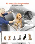 VEVOR Stainless Steel Dog Washing Station, 50 inch Pet Grooming Tub w/ Ramp, Faucet & Showerhead & Soap Holder Leash Dog Bathtub for Large & Medium & Small Pets (Left Door)