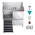 VEVOR Stainless Steel Dog Washing Station, 50 inch Pet Grooming Tub w/ Ramp, Faucet & Showerhead & Soap Holder Leash Dog Bathtub for Large & Medium & Small Pets (Left Door)