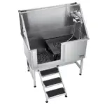 VEVOR Stainless Steel Dog Washing Station, 50 inch Pet Grooming Tub w/ Stairs, PE Water Filter Board, Faucet & Showerhead & Soap Holder Dog Bathtub for Large & Medium & Small Pets (Left Door)