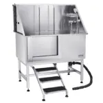 VEVOR Stainless Steel Dog Washing Station, 50 inch Pet Grooming Tub w/ Stairs, PE Water Filter Board, Faucet & Showerhead & Soap Holder Dog Bathtub for Large & Medium & Small Pets (Left Door)
