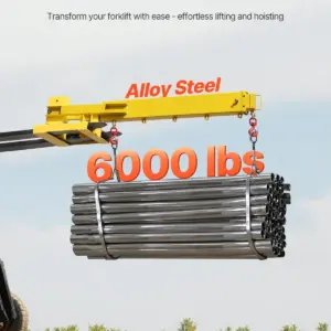 VEVOR Forklift Jib Boom Crane, 6000lbs Capacity, Manual Telescoping Boom Extends Up to 56.1 inches, Forklift Mobile Crane with 2 Hooks, Adjustable Forklift Crane Attachment for Warehouse, Factories