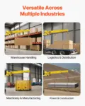VEVOR Forklift Jib Boom Crane, 6000lbs Capacity, Manual Telescoping Boom Extends Up to 56.1 inches, Forklift Mobile Crane with 2 Hooks, Adjustable Forklift Crane Attachment for Warehouse, Factories