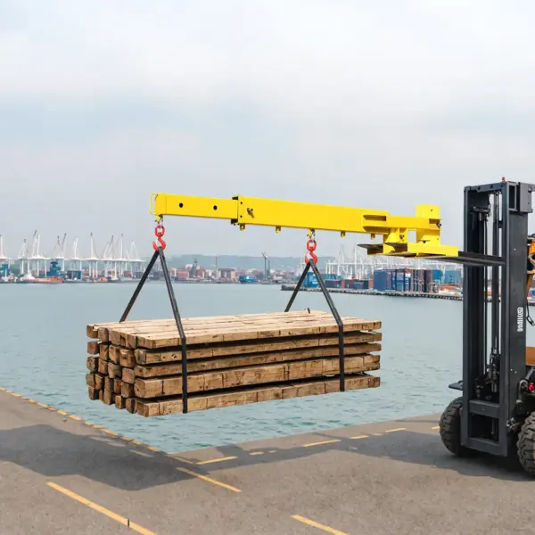 VEVOR Forklift Jib Boom Crane, 6000lbs Capacity, Manual Telescoping Boom Extends Up to 56.1 inches, Forklift Mobile Crane with 2 Hooks, Adjustable Forklift Crane Attachment for Warehouse, Factories