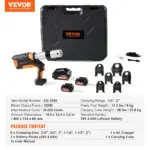 VEVOR Professional 18V Cordless Pipe Crimper, suitable for 1/2"-2" Stainless Steel, Copper, PEX Tubing, features 360 Swivel, Brushless Motor & includes 6 Crimping Jaws
