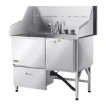 VEVOR 304 Stainless Steel Dog Washing Station, 50 Inch Pet Grooming Tub with Non-Slip Low-Slope Ramp, Storage Drawer, Hot & Cold Faucet, All-in-One Bath for Grooming Shop, Fits All Sizes (Right Door)