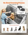 VEVOR Stainless Steel Dog Washing Station, 62 inch Pet Grooming Tub w/ Stairs, PE Water Filter Board, Faucet & Showerhead & Soap Holder Dog Bathtub for Large & Medium & Small Pets (Left Door)