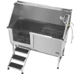 VEVOR Stainless Steel Dog Washing Station, 62 inch Pet Grooming Tub w/ Stairs, PE Water Filter Board, Faucet & Showerhead & Soap Holder Dog Bathtub for Large & Medium & Small Pets (Left Door)