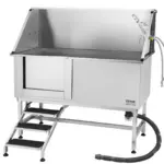 VEVOR Stainless Steel Dog Washing Station, 62 inch Pet Grooming Tub w/ Stairs, PE Water Filter Board, Faucet & Showerhead & Soap Holder Dog Bathtub for Large & Medium & Small Pets (Left Door)