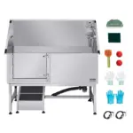 VEVOR Stainless Steel Dog Washing Station, 62 inch Pet Grooming Tub w/ Ramp, PE Water Filter Board, Faucet & Showerhead & Soap Holder Dog Bathtub for Large & Medium & Small Pets (Left Door)