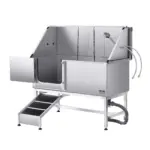 VEVOR Stainless Steel Dog Washing Station, 62 inch Pet Grooming Tub w/ Ramp, PE Water Filter Board, Faucet & Showerhead & Soap Holder Dog Bathtub for Large & Medium & Small Pets (Left Door)