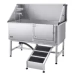 VEVOR Stainless Steel Dog Washing Station, 62 inch Pet Grooming Tub w/ Ramp, PE Water Filter Board, Faucet & Showerhead & Soap Holder Dog Bathtub for Large & Medium & Small Pets (Right Door)