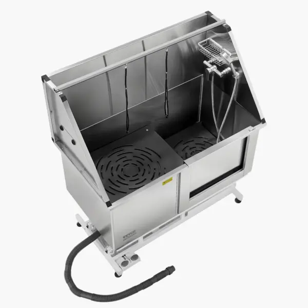 VEVOR Electric Lift Dog Washing Station, 50Inch Professional Stainless Steel Pet Grooming Tub w/ Non-Slip Drain Board,Faucet & Showerhead for Home & Grooming Shop,Fits Medium & Large Pets (Right Door)