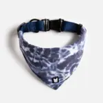 Poplin Dog Bandana Collar Blue Tie Dye Adjustable with Metal Buckle