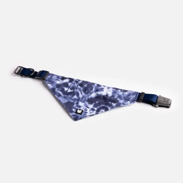 Poplin Dog Bandana Collar Blue Tie Dye Adjustable with Metal Buckle
