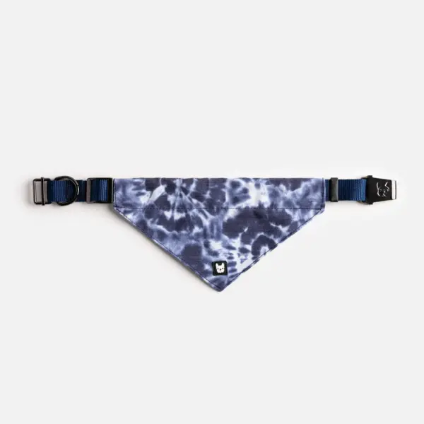 Poplin Dog Bandana Collar Blue Tie Dye Adjustable with Metal Buckle