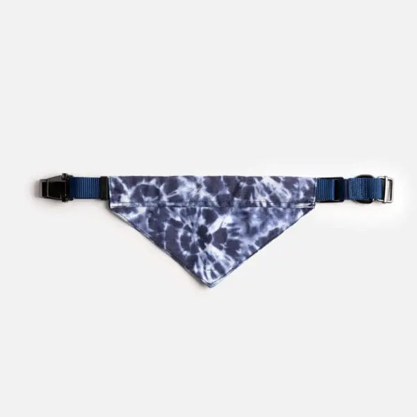 Poplin Dog Bandana Collar Blue Tie Dye Adjustable with Metal Buckle