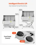 VEVOR Electric Lift Dog Washing Station, 50 inch Professional Stainless Steel Pet Grooming Tub w/ PE Water Filter Board, Faucet & Showerhead Dog Bathtub Washing Sink for Multiple Pets (Left Door)