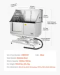 VEVOR Electric Lift Dog Washing Station, 50 inch Professional Stainless Steel Pet Grooming Tub w/ PE Water Filter Board, Faucet & Showerhead Dog Bathtub Washing Sink for Multiple Pets (Left Door)