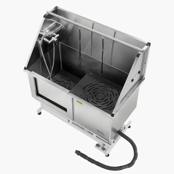 VEVOR Electric Lift Dog Washing Station, 50 inch Professional Stainless Steel Pet Grooming Tub w/ PE Water Filter Board, Faucet & Showerhead Dog Bathtub Washing Sink for Multiple Pets (Left Door)