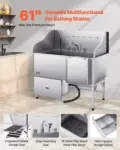 VEVOR Stainless Steel Dog Washing Station, 61 inch Pet Grooming Tub w/ Ramp, Water Filter Board, Faucet & Showerhead & Leash Dog Bathtub for Large & Medium & Small Pets (Right Door)