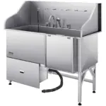 VEVOR Stainless Steel Dog Washing Station, 61 inch Pet Grooming Tub w/ Ramp, Water Filter Board, Faucet & Showerhead & Leash Dog Bathtub for Large & Medium & Small Pets (Right Door)