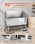VEVOR Stainless Steel Dog Washing Station, 62 inch Pet Grooming Tub w/ Stairs, PE Water Filter Board, Faucet & Showerhead & Soap Holder Dog Bathtub for Large & Medium & Small Pets (Right Door)