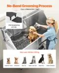VEVOR Stainless Steel Dog Washing Station, 62 inch Pet Grooming Tub w/ Stairs, PE Water Filter Board, Faucet & Showerhead & Soap Holder Dog Bathtub for Large & Medium & Small Pets (Right Door)