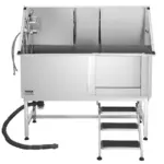 VEVOR Stainless Steel Dog Washing Station, 62 inch Pet Grooming Tub w/ Stairs, PE Water Filter Board, Faucet & Showerhead & Soap Holder Dog Bathtub for Large & Medium & Small Pets (Right Door)