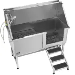 VEVOR Stainless Steel Dog Washing Station, 62 inch Pet Grooming Tub w/ Stairs, PE Water Filter Board, Faucet & Showerhead & Soap Holder Dog Bathtub for Large & Medium & Small Pets (Right Door)