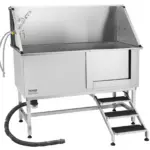 VEVOR Stainless Steel Dog Washing Station, 62 inch Pet Grooming Tub w/ Stairs, PE Water Filter Board, Faucet & Showerhead & Soap Holder Dog Bathtub for Large & Medium & Small Pets (Right Door)