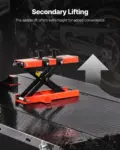 VEVOR Motorcycle Lift Table, 1500lbs Weight Capacity, Pneumatic Motorcycle Jack, 8.6-31 in Height Range, Heavy Duty Bike Repair Stand with Removable Workbench, Repair Platform for ATVs, Dirt Bike