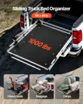 VEVOR Sliding Truck Bed Organizer, 68 x 48-Inch Heavy Duty Truck Bed Storage Drawer with 1000 lbs Capacity, Features 6 Movable Rings for Securing, 2-Postion Slide out Tray for Pickup Trucks, Black