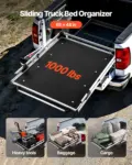VEVOR Sliding Truck Bed Organizer, 65 x 48-Inch Heavy Duty Truck Bed Storage Drawer with 1000 lbs Capacity, Features 6 Movable Rings for Securing, 2-Postion Slide out Tray for Pickup Trucks, Black
