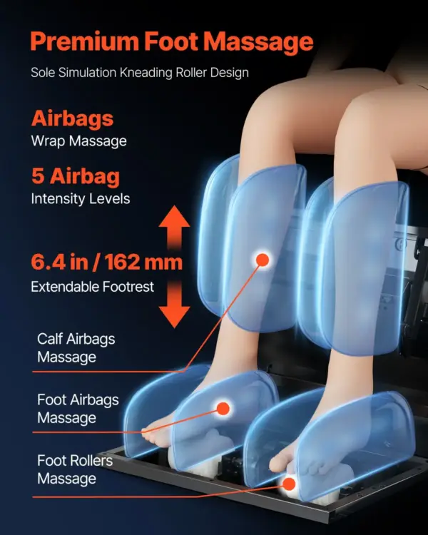 VEVOR Full Body Massage Chair, 3D Zero Gravity Recliner with SL Track, 18 Auto Modes, Heat, Foot Rollers, Armrest Control, LCD Display, 36 Airbags, Retractable Footrest