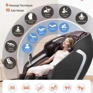 VEVOR Massage Chair, 4D Full Body Zero Gravity Recliner with SL Track, Yoga Stretch, AI Voice Control, Heat, Foot Roller, Retractable Pedal, 36 Airbags, LCD, Armrest Controls, Rolling Base
