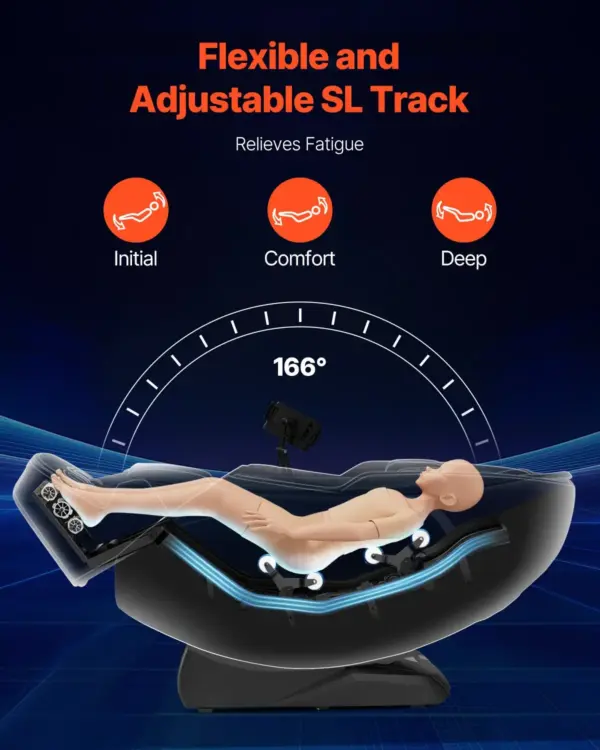 VEVOR Dual-Core 4D+3D Full Body Massage Chair, with Extended SL Track, Deep Yoga Stretch, Electric Extendable Footrest, TFT, AI Voice Control, Heat, Airbags, Armrest Controls, Wheels