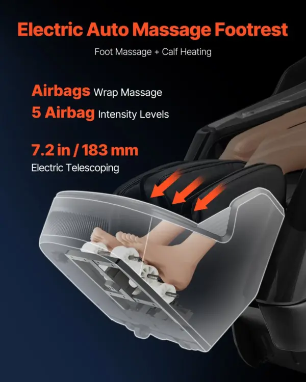 VEVOR Dual-Core 4D+3D Full Body Massage Chair, with Extended SL Track, Deep Yoga Stretch, Electric Extendable Footrest, TFT, AI Voice Control, Heat, Airbags, Armrest Controls, Wheels