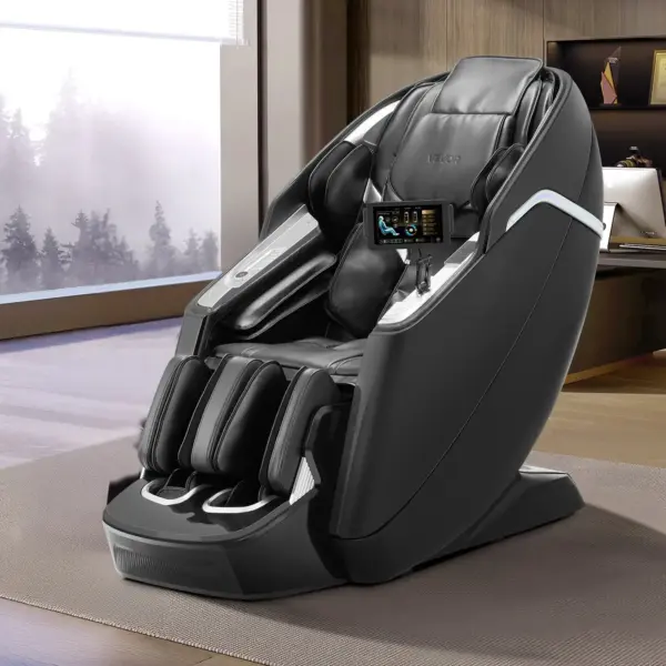 VEVOR Dual-Core 4D+3D Full Body Massage Chair, with Extended SL Track, Deep Yoga Stretch, Electric Extendable Footrest, TFT, AI Voice Control, Heat, Airbags, Armrest Controls, Wheels