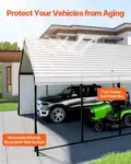 VEVOR Heavy Duty Metal Carport, 20 x 24 ft Outdoor Carport with Sturdy Frame & Roof, Car Garage Shade with Removable Sidewalls, Multi-Use Car Shelter for Pickup, Boat, Trucks & Tractors