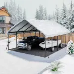 VEVOR Heavy Duty Metal Carport, 20 x 24 ft Outdoor Carport with Sturdy Frame & Roof, Car Garage Shade with Removable Sidewalls, Multi-Use Car Shelter for Pickup, Boat, Trucks & Tractors