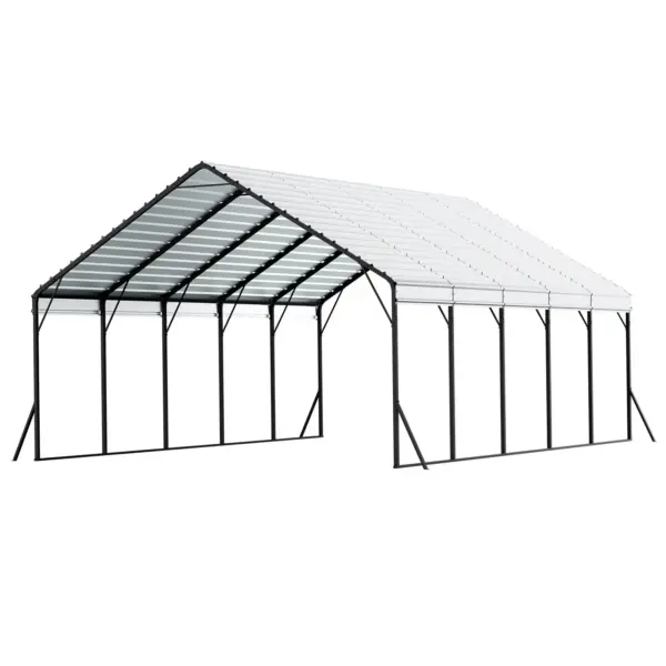 VEVOR Heavy Duty Metal Carport, 20 x 24 ft Outdoor Carport with Sturdy Frame & Roof, Car Garage Shade with Removable Sidewalls, Multi-Use Car Shelter for Pickup, Boat, Trucks & Tractors