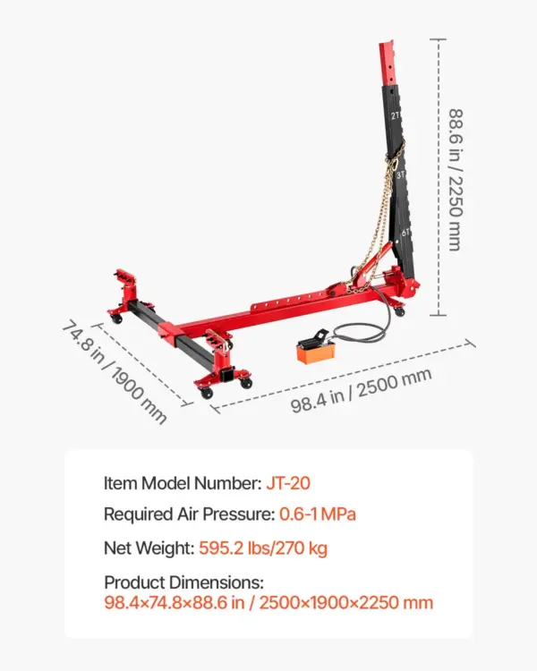 VEVOR Auto Body Frame Puller Straightener, 6T Tension Car Body Repair Equipment with 6000PSI Hydraulic Foot Pump & Swivel Post, Includes 16 Straightening Tools, for Auto Repair Shop, Sedan SUV Pickup