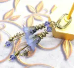 Vintage Victorian Style Dusty Denim Blue and Antique Bronze Bell Flower Lucite Earrings