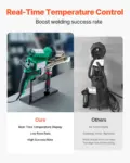 VEVOR Handheld Plastic Welding Extruder, 800W Hitachi Motor Extrusion Welding Gun - 0.79 in Weld Width & 360 Nozzle, Dual Heating System PP PE PVC HDPE Extrusion Welder for Membrane Pipe Plate